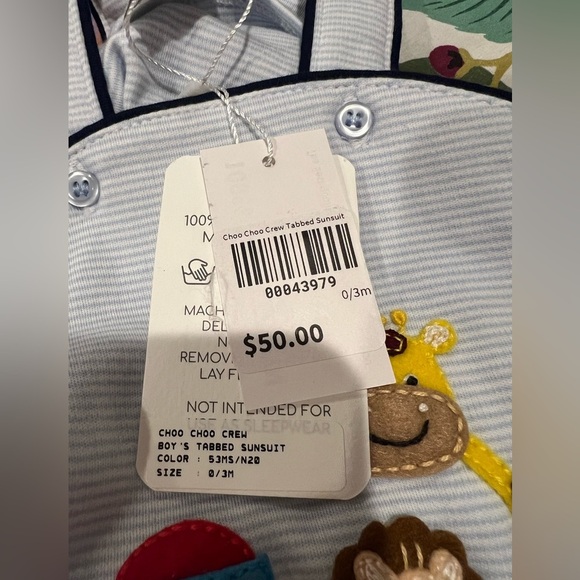 NWT Squiggles by Charlie Tabbed Sunsuit in Choo Choo Crew in size 0-3 months - Picture 4 of 4